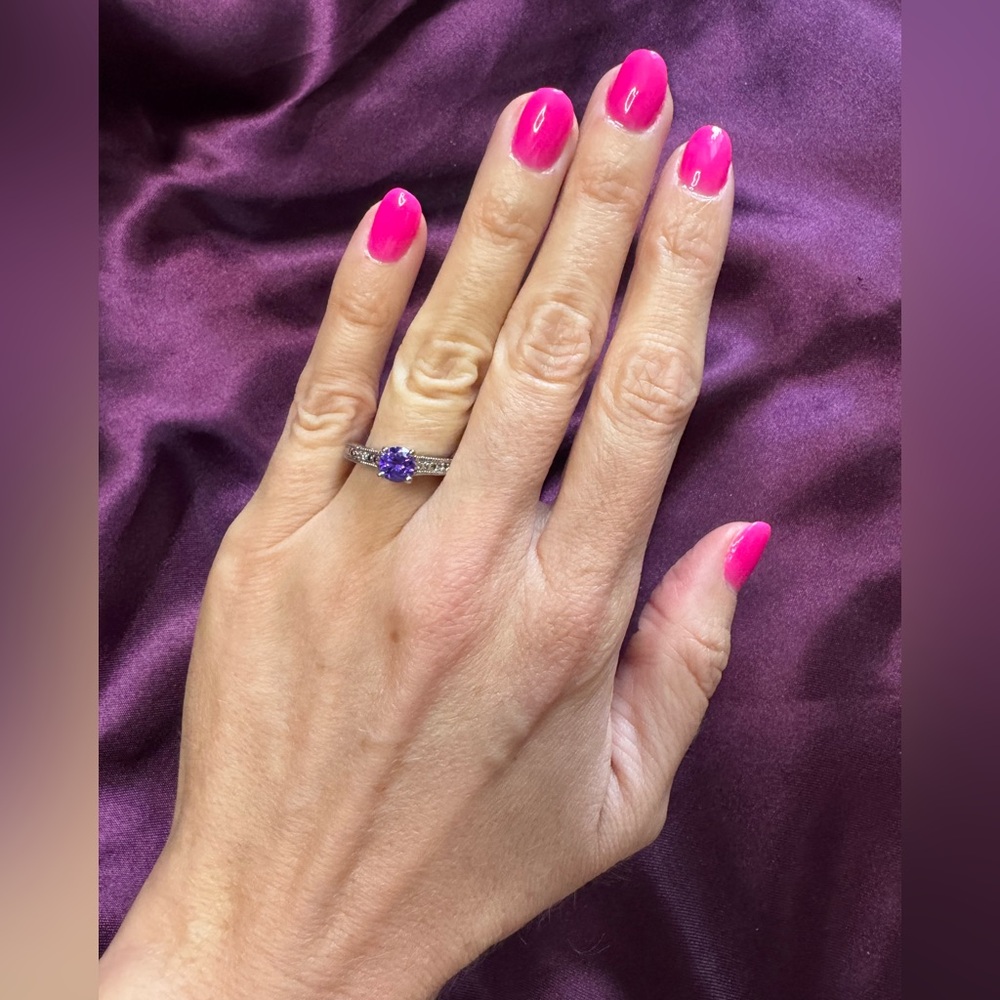Elegant Purple Gemstone Silver Ring